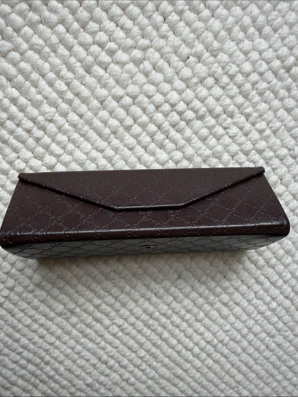 Gucci Brown Embossed Leather Eyewear Sunglasses Case